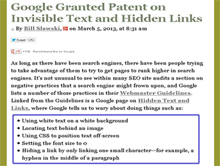 Patent on Hidden links and invisible text